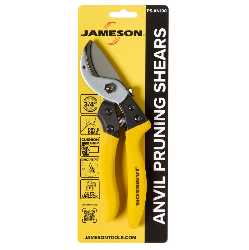 Jameson Anvil Pruning Shears – Heavy-Duty Professional Grade Pruner, 3/4” Cutting Capacity, Non-Stick Coating, Ergonomic Grip, Durable Aluminum Frame for Precision and Long-Lasting Performance