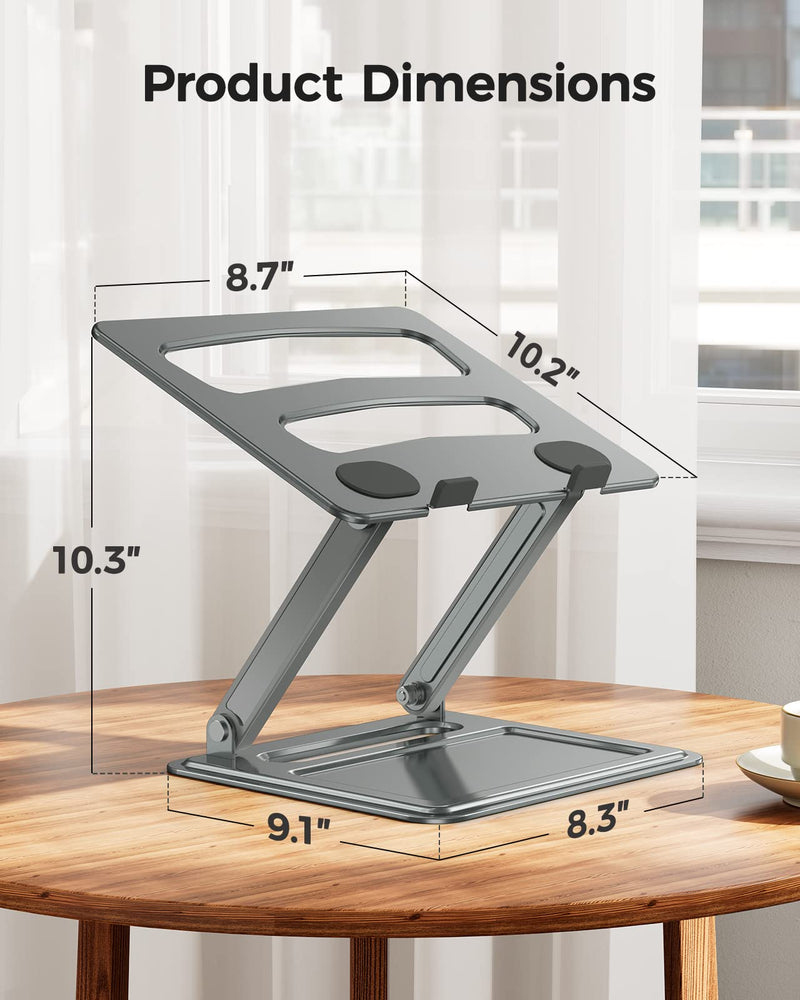 LORYERGO Adjustable Laptop Stand, Portable for 17.3inch Laptops, Holds Up to 17.6lbs, Ergonomic Posture & Heat Dissipation - Gray Grey