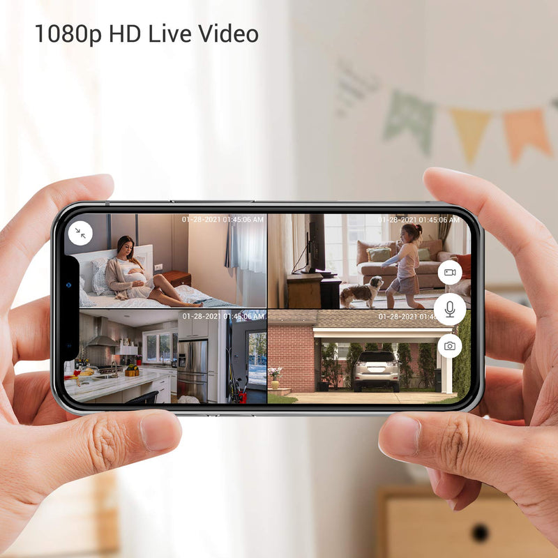 Zmodo Cameras for Home Security (Indoor & Outdoor Camera Bundle), 1080p HD, IP Camera Wireless WiFi, Motion Detection, Two-Way Talk, Night Vision, Remote View, Cloud Service, Work with Alexa/Google 4 Pack
