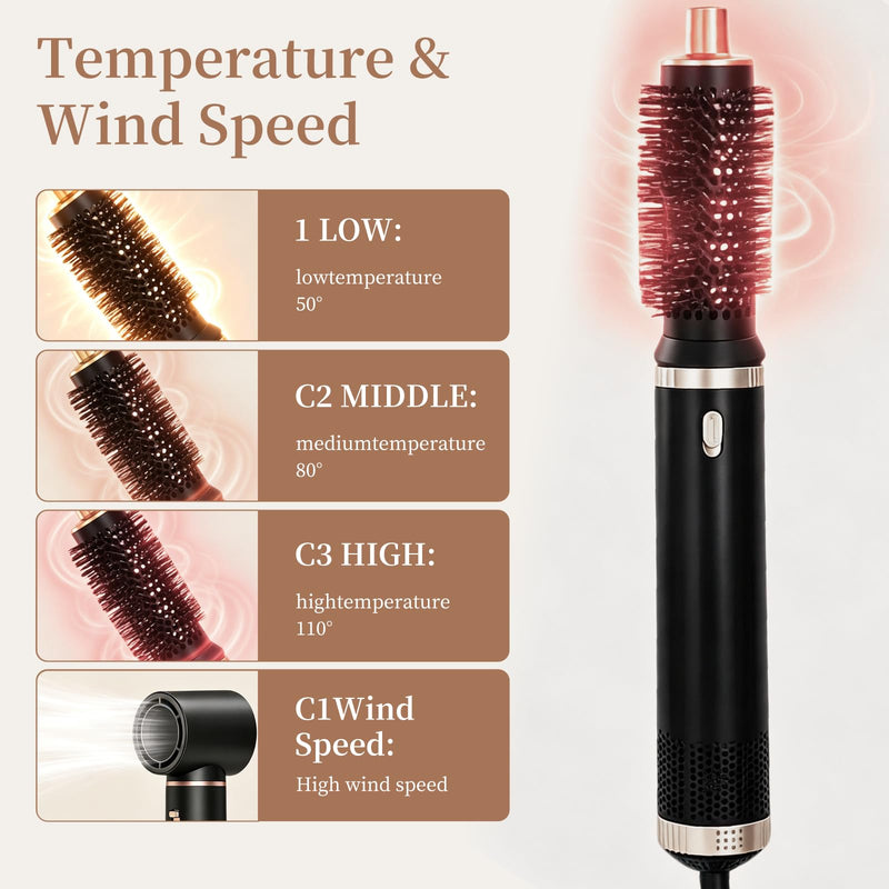 Hair Dryer Comb 5-in-1 Automatic air Curling Iron Set Hair, Styling Tool to Create Straight Hair Shiny Hair Soft Wavy or Narrow Curly Hair, Multifunctional Hair Comb