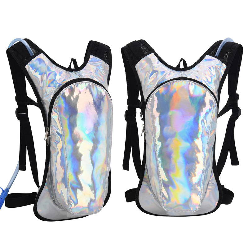 Roptat Hydration Backpack Pack with 2L Hydration Bladder - Lightweight Water Backpack Water Pouch for Women Men Running Riding Biking Music Festival Sliver-Laser