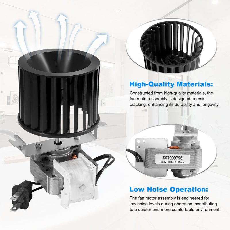 Upgraded S97009796 Bathroom Fan Motor Blower Assembly Compatible with Broan Nutone Bulb Ceiling Heaters 162-E, G, J, K, L, M & 164-E, G, J, K, L, M, Replace# 97009796 S97009758 S97009796B, 70 CFM