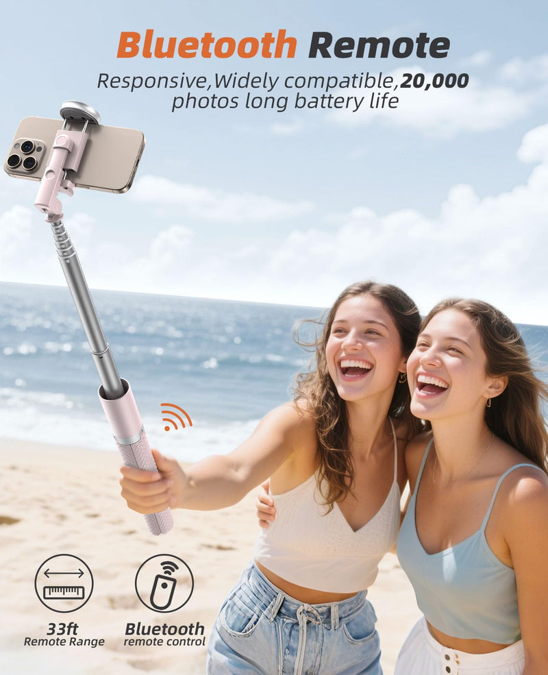 Tripod for iPhone, Selfie Stick with Remote, Stable & Durable Phone Tripod | Portable Travel Cell Phone Stand, Extendable All-in-1 Tripod for Video Recording Compatible with iPhone Android Pink 62 Inch