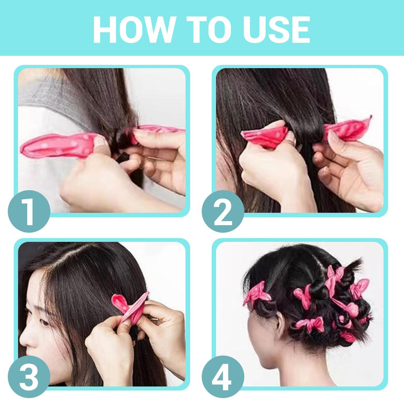 IGXX 20Pcs No Heat Hair Curlers Set - Heatless Hair Rollers for Women & Girls (Black/Pink/Blue/Rose x5) - Soft Sponge Pillow Rollers Overnight, 21x3.5cm Curlers for Short & Medium Hair