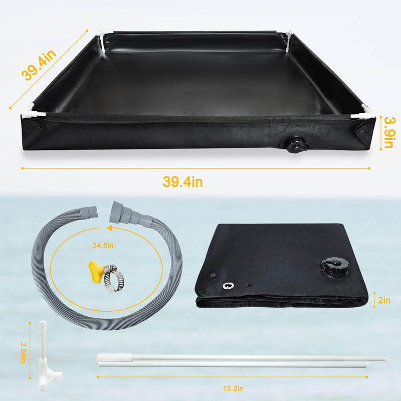 Portable Shower Pan (Not Including Tent) 39" x 39", Foldable Camping Shower Base Floor for Outdoor Indoor Beach