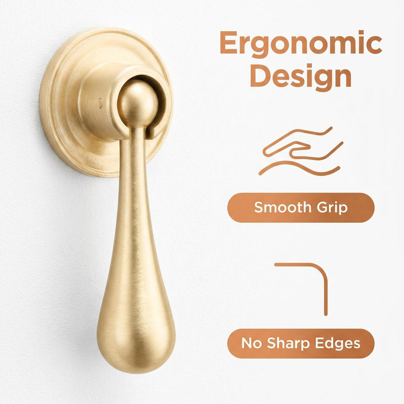 RZDEAL Solid Brass Cabinet Knobs 6 Pack, Modern Brass Brushed Pendant Drop Knob，Gold Cabinets Drop Pulls for Kitchen Drawer and Dresser