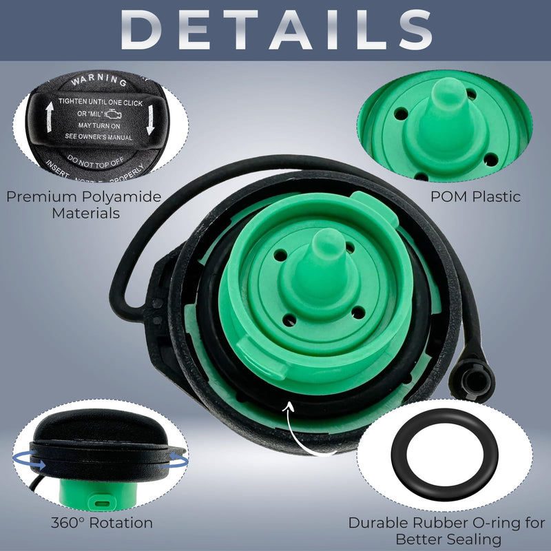 Gas Cap, Fuel Cap for 2011-2020 Volkswagen VW Audi Jetta GTI Golf Alltrack Golf R Golf SportWagen Tiguan A4 A4 Quattro A5 A5 Quattro A8 Quattro Q5 RS5 S4 S5 S8 SQ5 Allroad, 5C0-201-550-T, 8K0201550C