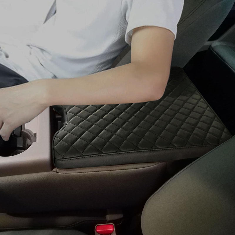 Center Console Cover for Ford F150 2015-2024/F250 F350 F450 2017-2024 Leather Arm Rest Box Lid Middle Console Cover Armrest Box Protective Cover Accessories(40/20/40 Jump Seat Console Only) Jump Seat Console(Black)