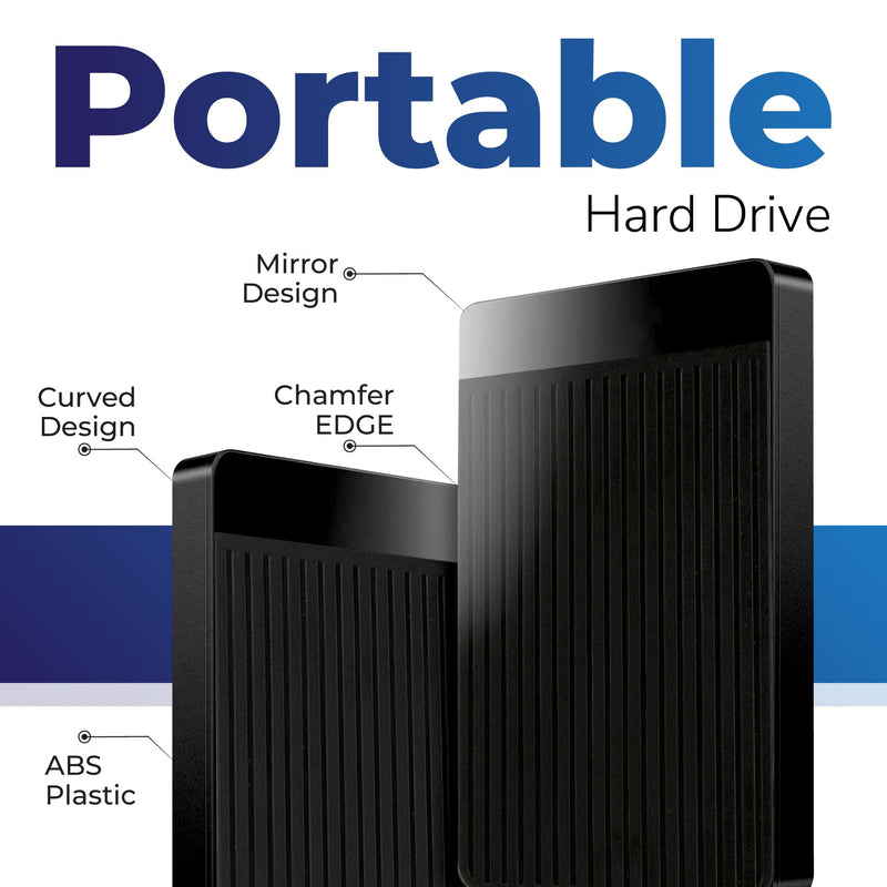 External Hard Drive 1TB USB 3.1 Type-c Ultra Slim HDD, Portable Hard Disk, Backup External Hard Drives – 2.5 inch Storage Compatible with PC, Laptop, Tablet, Gaming Console (Black)