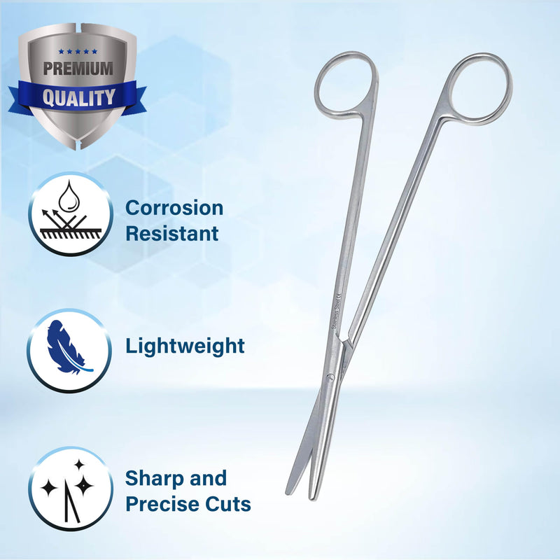 Metzenbaum Dissecting Scissors with Gold Rings- Long Slim Precision Scissors made of Medical Grade Premium Quality Stainless Steel (7" Straight Silver) 7" Straight Silver
