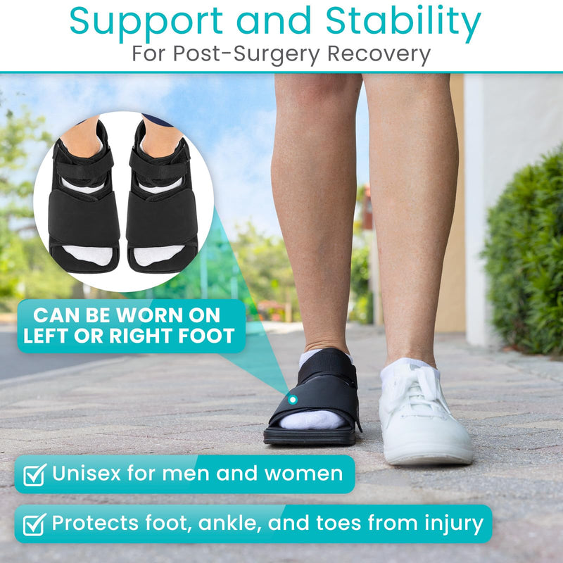 Vive Post Op Shoe - Lightweight Medical Walking Boot with Adjustable Strap - Orthopedic Recovery Cast Shoe for Post Surgery, Fractured Foot, Injured Toes, Stress Fracture, Sprains - Left or Right Foot X-Small