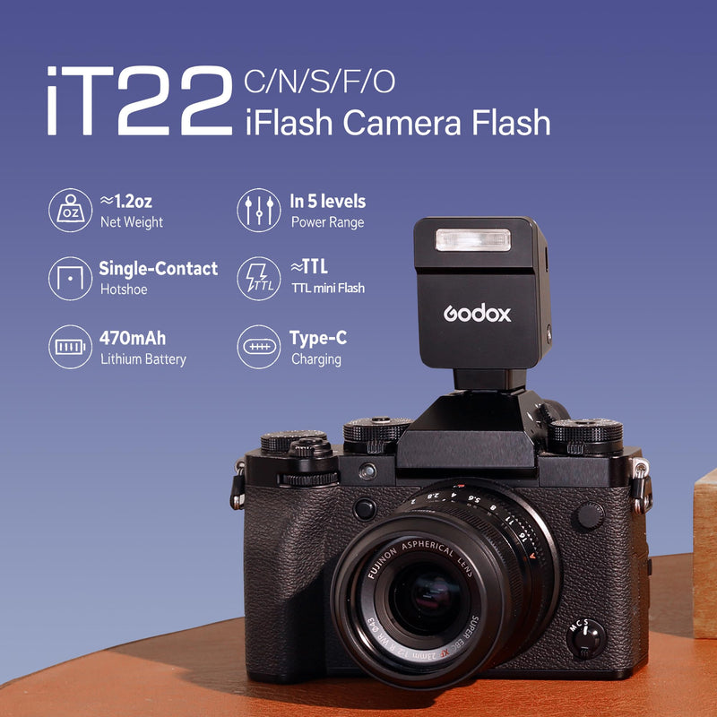 GODOX IT22 C TTL MINI iFlash Camera Flash Light,700+ Flashes & 1.5 s Recycling,6 Stops (1/32 to 1/1 Power),Built in Battery with Magnetic Diffuser & Filter (Black, for Canon) Black