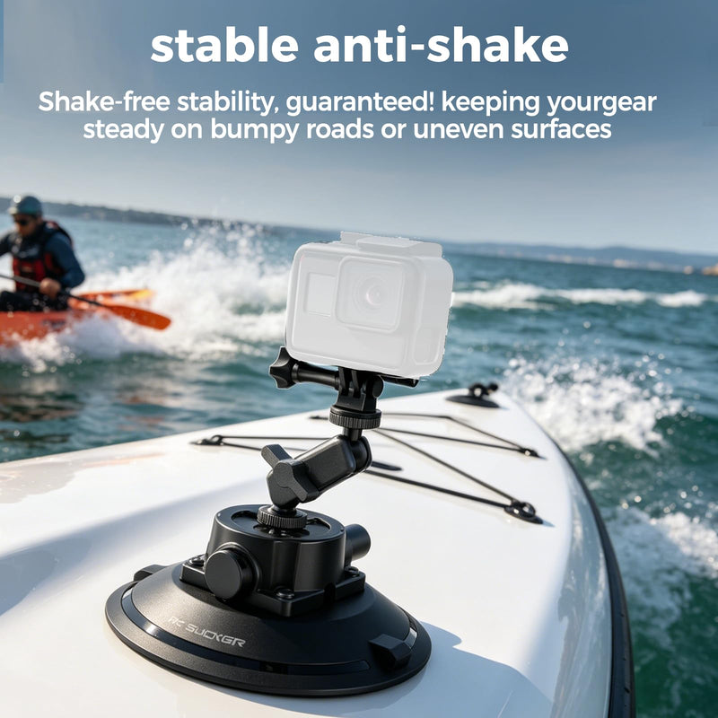 4.5 Inch Vacuum Suction Cup Camera Mount, Car Windshield Holder with Ball Head Magic Arm, 1/4" Thread for Mirrorless, Action Cam & Phone – on Car Windshield, Glass, Tile, Roof 4.5"