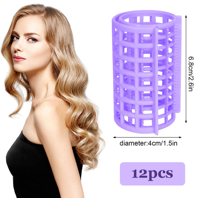  [AUSTRALIA] - 12 Pcs Hair Rollers Set, Self Grip Hair Rollers, Plastic Rollers Curlers, Adhesive Roller, for Long Medium Short Hair Styling Hair