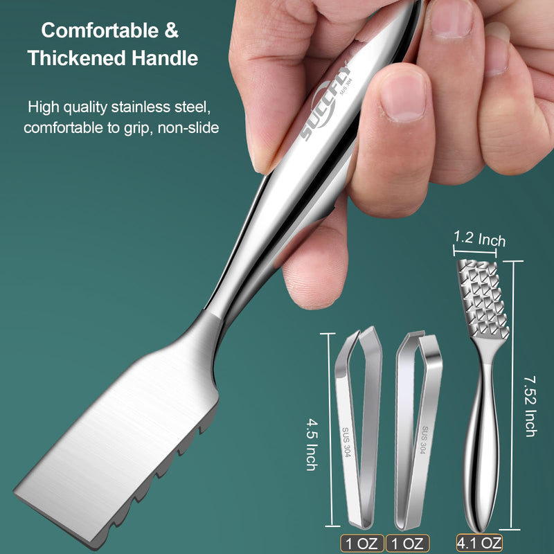 Fish Scaler Set, Premium Fish Descaler Tool, Stainless Steel Fish Scale Remover with Serrated Sawtooth Ergonomic Handle for Kitchen, Seafood Markets (Fish Scaler + 2 Pack Fish Bone Tweezers) Fish Scaler 7.52" + 2 Pack Tweezers