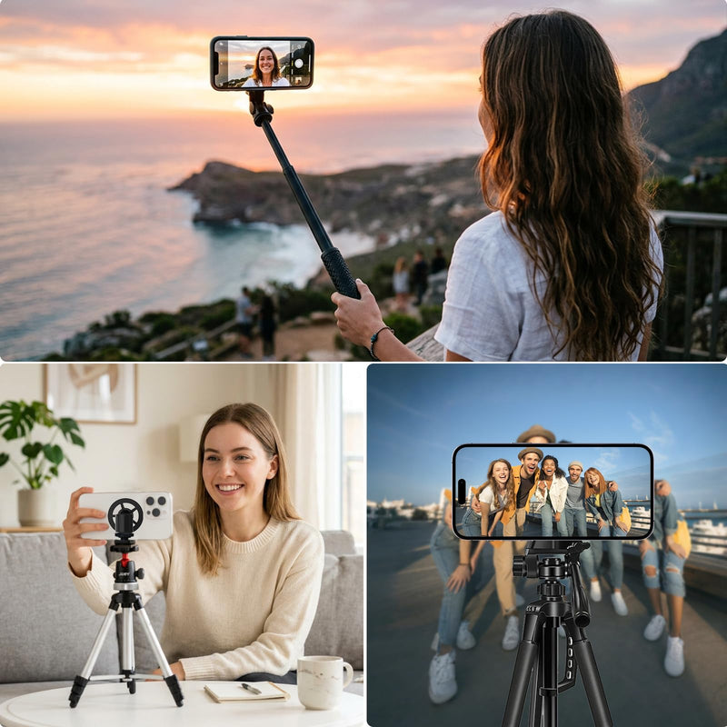 Magnetic Phone Tripod Mount for MagSafe, iPhone Tripod Mount Adapter with 1/4" Screw Hole, Phone Tripod Attachment Compatible with iPhone 17/16/15/14/13/12 .