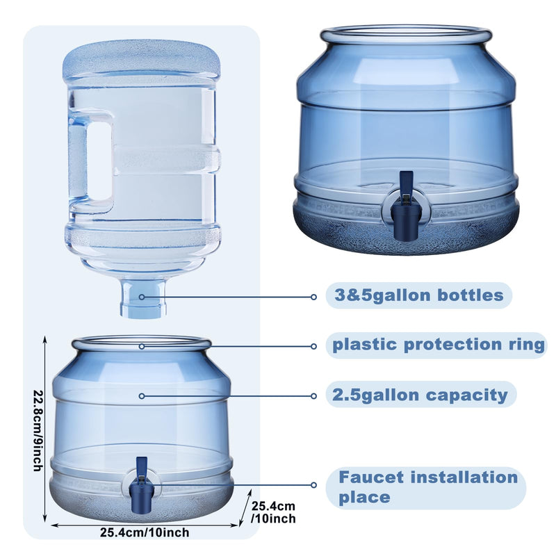 GlikCeil 5 Gallon Water Jug Dispenser Base with Spout for 3 to 5 Gallon Bottle Plastic Water Jug Holder Containers for Stand or Countertop(Blue) Blue