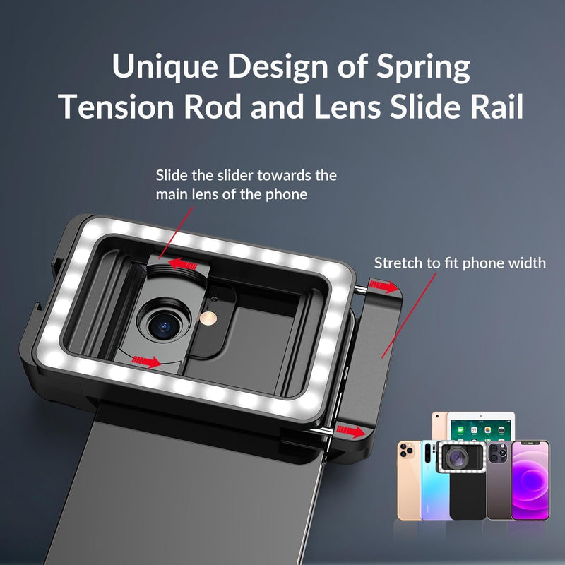 MIAO LAB 15X Phone Macro Lens with LED Fill Light, 15X Macro Lens + 17mm Thread Lens Adapter for iPhone 15/15Pro/15Pro Max, Samsung, Android Phone (Fits for Almost Phone)
