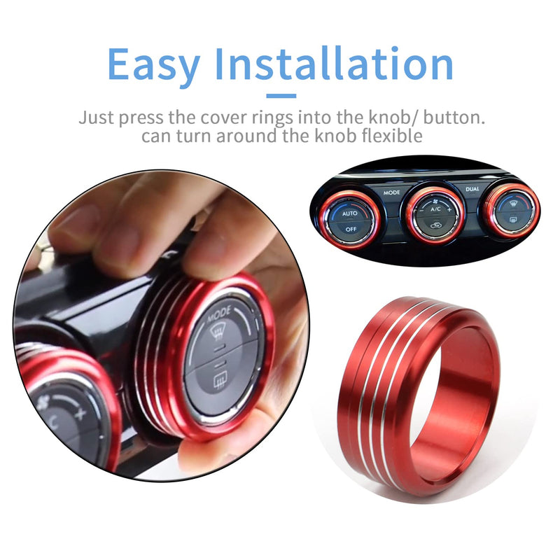for Subaru AC Knob Cover Accessory Center Console Switch Volume Temp Control Button Ring Trim Compatible with Forester 2014-2018, Crosstrek XV 2013-2017,Impreza 2014-2016,WRX/STi 2015-2020 (Red) Red