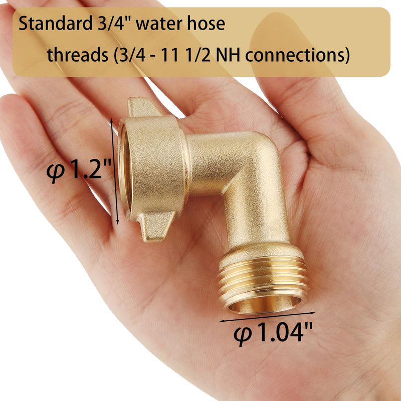 90-Degree Hose Elbow For RVs — Solid Brass Construction, Features Convenient Easy Grip Connector,For RV Water Hoses, Residential Outdoor Faucets, & More — 1-Pack 1 Pack 90 Degree