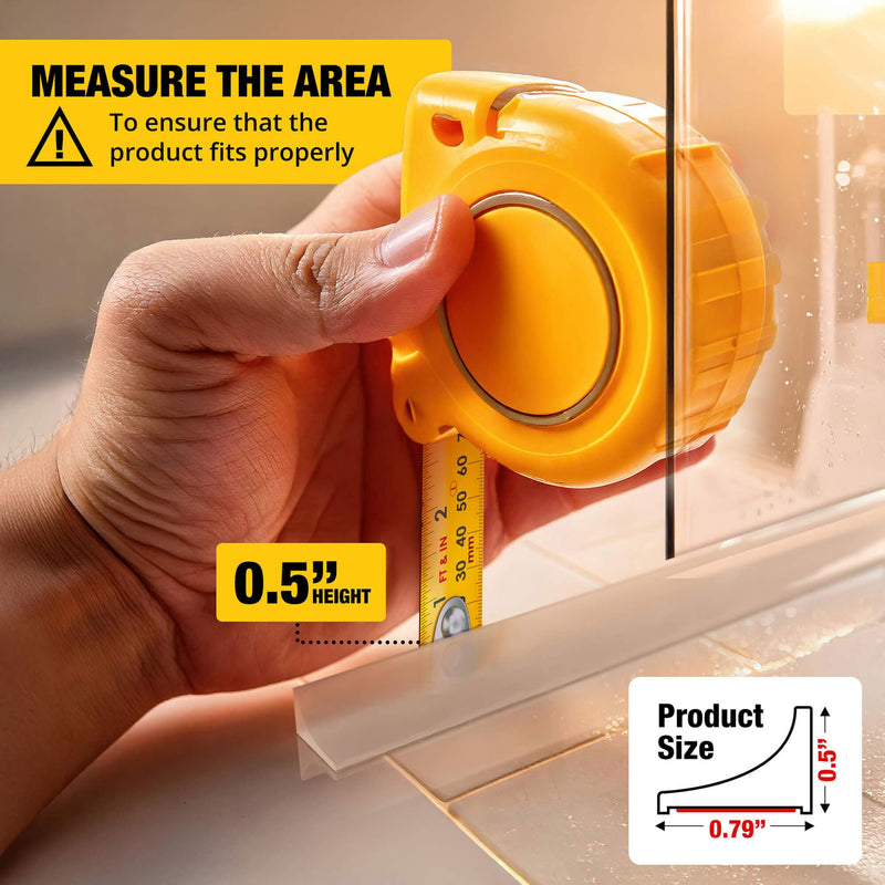 Shower Threshold Water Dam Barrier 39" - Transparent Collapsible Walk in Shower Water Guard - Door Bottom Seal Strip Leak Guard by Hippo Dam