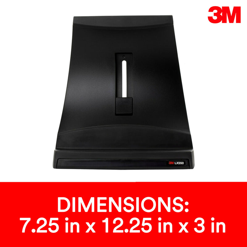 3M Laptop Stand, Raise Screen Height to Reduce Neck Strain, Vertical Design Allows You to Bring Screen Closer, Compact Foot Print Saves Desk Space, Non-Skid Base Keeps Laptop Secure, Black (LX550) 8.8" x 7.8" x 6.4"