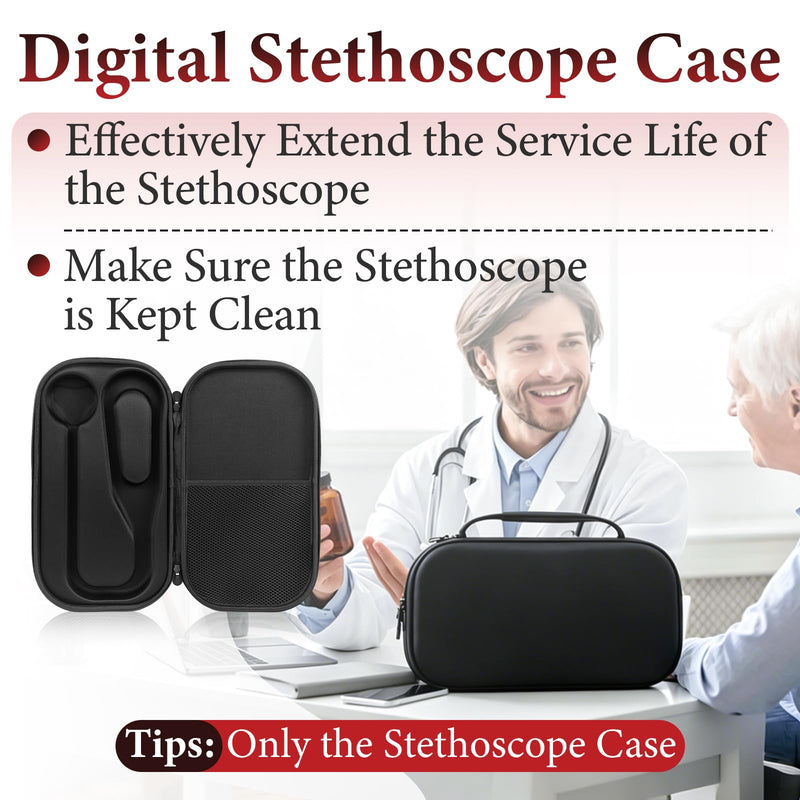 Hard Stethoscope Case Compatible with EKO Core 500 Digital Stethoscope, Portable Carrying Case for Doctors & Nurses, Compact Storage Box with Extra Pocket, Protective Shell Only 1PCS