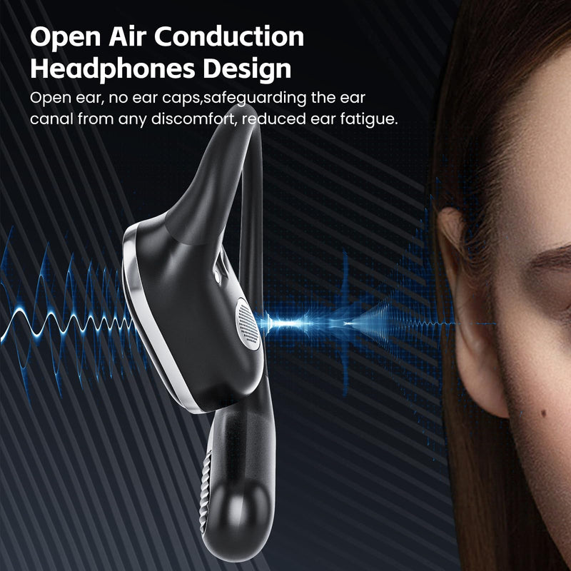Open Ear Wireless Earbuds Bluetooth Headphones, 80H Playtime Stereo Ear Buds with ENC Noise Cancelling, Fast Charging, IPX7 Waterproof Sports Earphones with Earhook for Running/Workouts (Black) Black