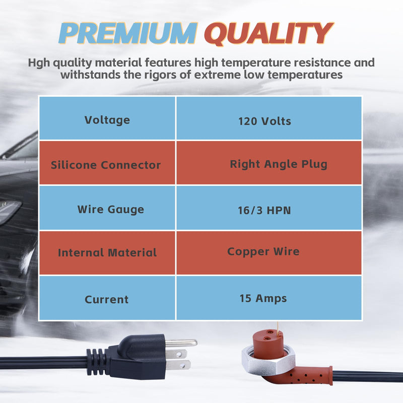 120V Block Heater Cord 251919 for Ford 7.3 6.0 6.4 6.7 L Powerstroke Diesel F250 F350 Dodge Ram Cummins Diesel 5.9, 6.7 L Fits Heavy Duty Immersion Heaters and Engine Block Heaters,6-feet