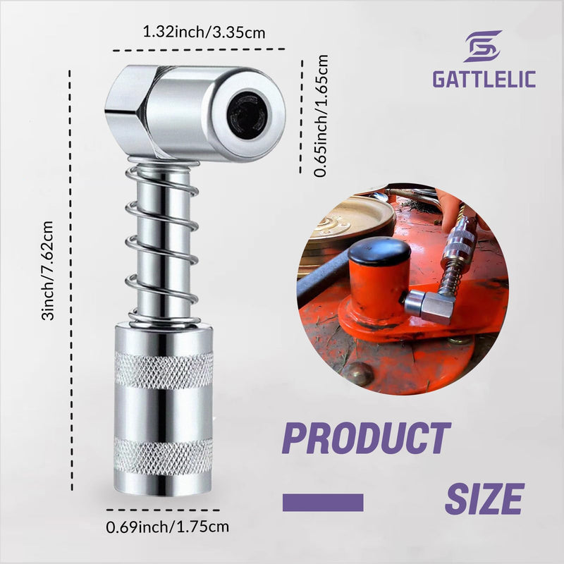 Grease Gun Accessory Kit,includes Grease Needle Dispenser, 2pcs Grease Needle Nozzles, 90 Degree Grease Coupler Adapter with Sleeves, Grease Gun Coupler, 12 Inch Grease-Gun-Hose, Zerk Fitting Cleaner