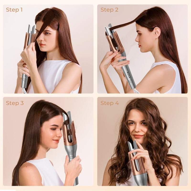 Hair Curler, Portable Automatic Curling Iron with Anti-Scald Design, 30s Fast Heat, 3 Temp Settings, 32mm Tourmaline Ceramic Barrel, 60 Min Auto Shut-Off