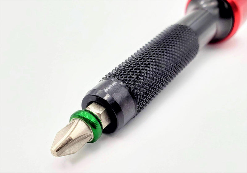 711L Lollipop Bit Driver - Pocket EDC Screwdriver with Retractable Lever for Extra Torque - Interchangeable 1/4" Hex Bit Driver (Aluminum Black) Aluminum Black Red