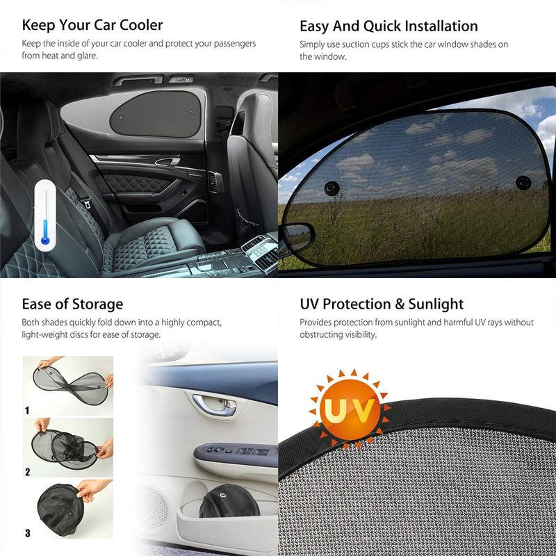2 Pack Universal Car Window Shade, Cling Sunshade - Sun, Glare and UV Rays Protection for Your Child - Baby Side Window Car Sun Shades, Blocks Over 98% of Harmful UV Rays (Large) 25.6"x15"