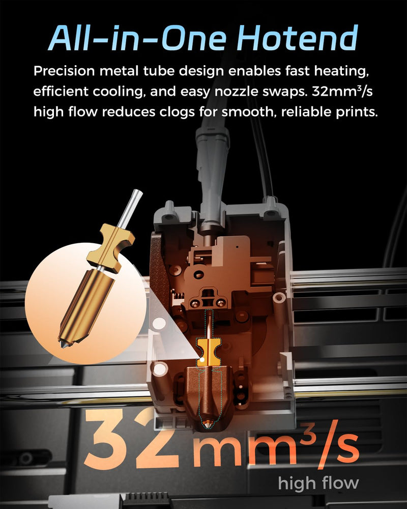 FLASHFORGE AD5X Upgraded 0.4mm Hardened Nozzle, Wear-Resistant, High Flow 32mm³/s Hotend Kit for High-Speed 3D Printers Hardened-0.4 mm