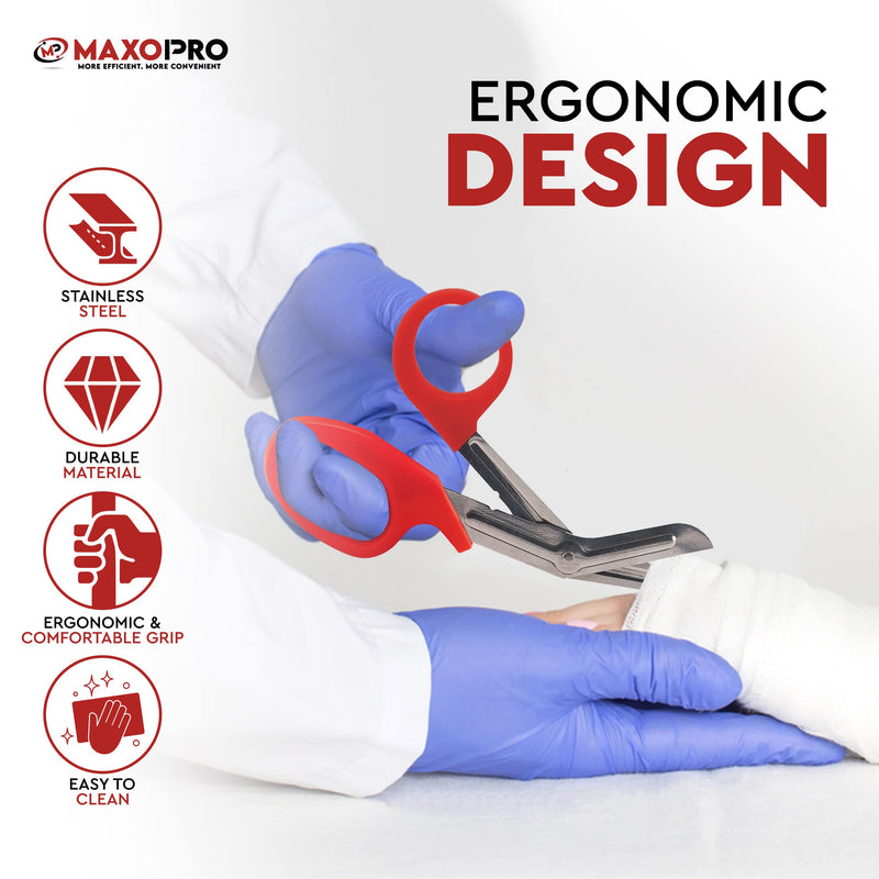 Premium Trauma Shears, EMT & Medical Scissors – 7.5 Inch First Aid Bandage Scissors – Thick, Non-Stick Blade, Blunt Tip Trauma Scissors for Nurses, Paramedics, First Aid Supplies - by MaxoPro