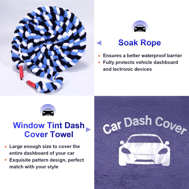 Car Window Tinting Dashboard Protecting Microfiber Towel,2-in-1 Super Absorbent Window Tint Fusion Towel Dash Cover and Soak Rope Tool for Vehicle Windshield Dash Window Scratch Free Tint Tools