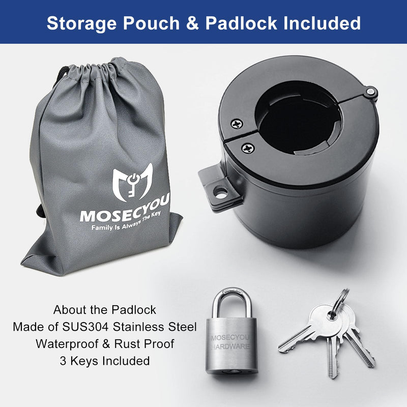 Door Knob Locking Cover with Padlock, Heavy Duty All Metal Version, Adjustable Design, Lockout Device to Disable Doorknob, Prevents Turning & Block Keyhole Access, Safety for Child/Elderly