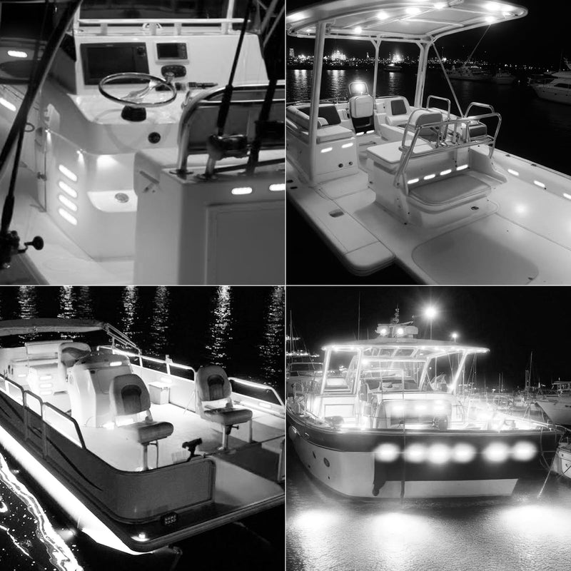 20Pack 3.7 Inch 4 LED Marine Boat Interior Lights, DC12-24V Waterproof Courtesy Lamp Deck Transom Stern Cabin Navigation Lighting for Fishing Pontoon Yacht Kayak Sailboat - White
