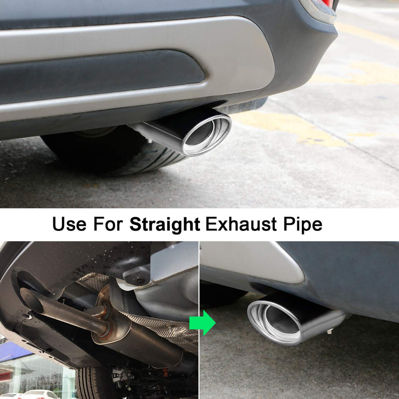 Dsycar Universal Stainless Steel 1.5" - 2.25" Inlet Exhaust Tips, Fit Pipes Diameter 1.5-2.25 inch, Adjustable Car Decoration Chrome-Plated Finish Exhaust Tailpipe Tip, 3.3" Outlet, 5.4" Long Straight