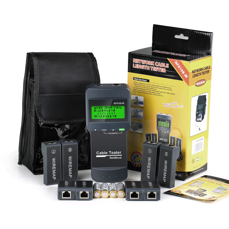 RJ45 Network Cable Tester, VXSCAN 8 Remote Units Network LAN Length Ethernet Cable Tester Kits for Cat5/CAT5e/CAT6/CAT6e - Locate The Breakage Point Length Measurement & Continuity Checking AT239