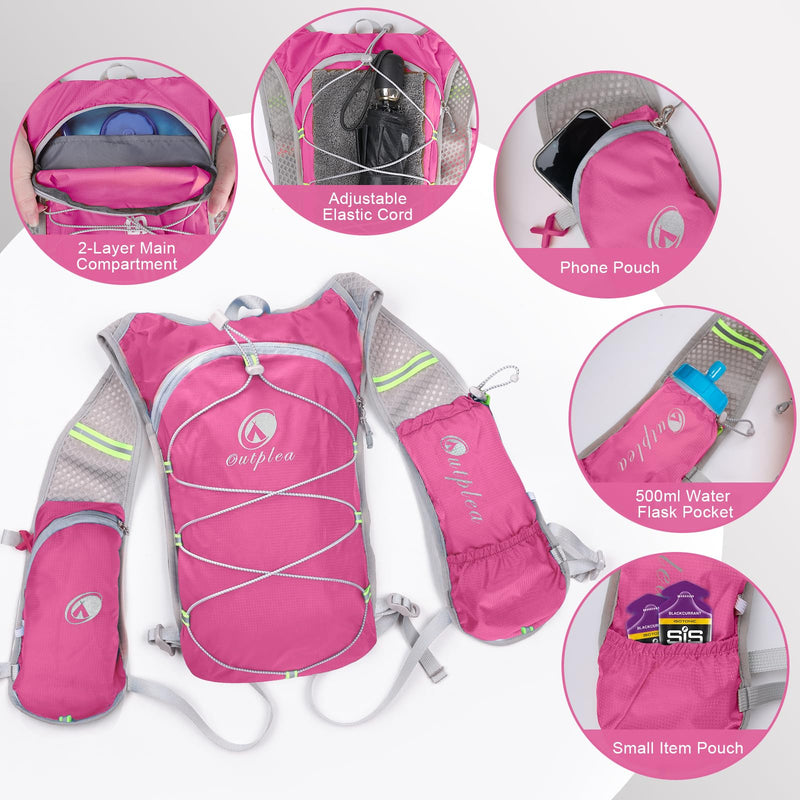 Small Lightweight Running Hydration Vest with 2L Water Bladder for Women, Lightweight Water Backpack Hydropack for Hiking Pink