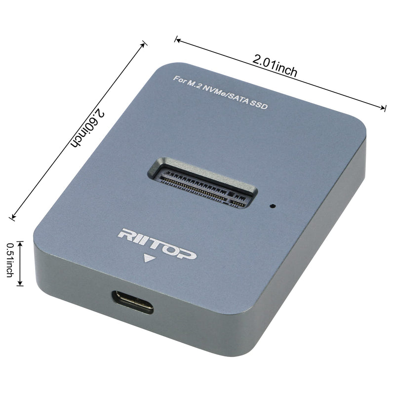 M.2 to USB Docking Station Aluminium Alloy Shell + M2 Dock Plastic Shell with Backlight