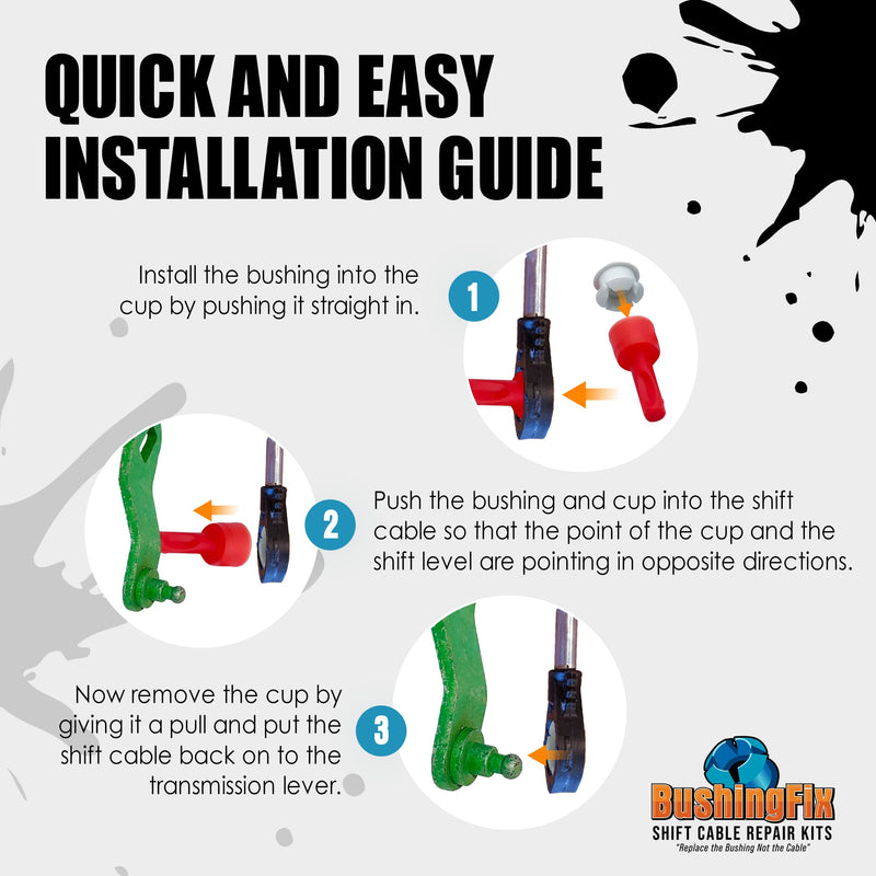 BushingFix TB1Kit - Automatic Transmission Shift Cable Bushing Repair Kit, Replacement Shifter Cable Bushing, Quality Transmission Repair Kit, Compatible with Chevrolet, Jeep, Ford and Other Brands