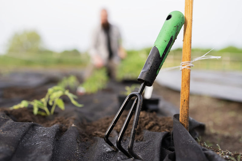 Hooyman Garden Tool Set Including Cultivator, Transplanter, and Trowel with Heavy Duty Steel Construction, No-Slip H-Grip Handles, and Blade Measurement Markings for Gardening, Weeding, and Outdoors