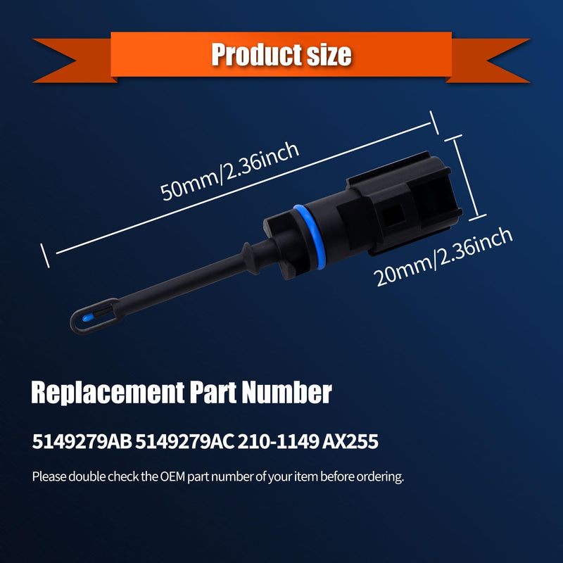  [AUSTRALIA] - HiSport 5149279AC Air Charge Intake Temperature IAT Sensor Compatible with Chrysler 300 Dodge Challenger Dart Durango Fiat 500X Jeep Cherokee Compass Ram 1500 1500 Classic 2500 3500 ProMaster City