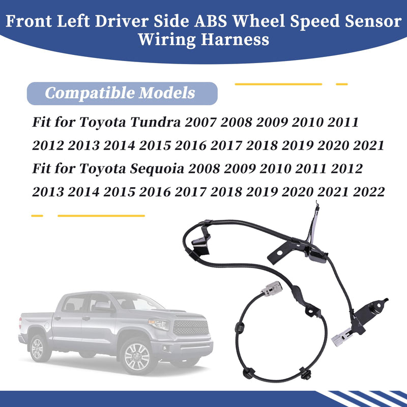 Front Left Driver Side ABS Wheel Speed Sensor Wiring Harness 89516-0C040 Compatible with Toyota Tundra 2007-2021│Sequoia 2008-2022 ABS Skid Control Sensor Wire Front Left Side 1