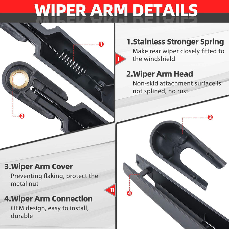 OTUAYAUTO Rear Windshield Wiper Arm Blade Kit - Replacement for Hyundai Veloster 2012-2017 - [New] OEM # 988112V000 Rear Wiper Kit-for Hyundai Veloster 12-17