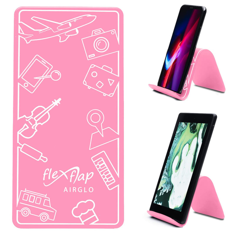 Airplane Travel Essentials for Flying Flex Flap Cell Phone Holder & Flexible Tablet Stand for Desk, Bed, Treadmill, Home & in-Flight Airplane Travel Accessories - Travel Must Haves Gadgets (Pro Pink) Pink Silicone