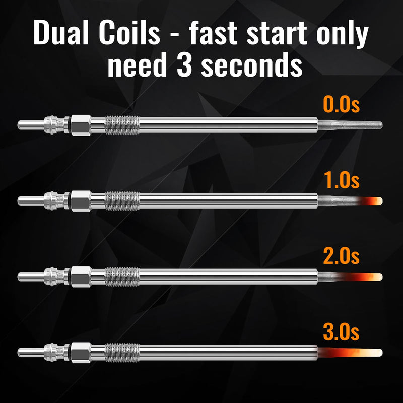 Ensun 68102087AA 6 Pcs Diesel Glow Plug - Dual Coils Fast Start - Compatible with 2007-2009 Freightliner Sprinter 2500 3500, Grand Cherokee, 2010-2013 Sprinter 2500 3500 3.0L