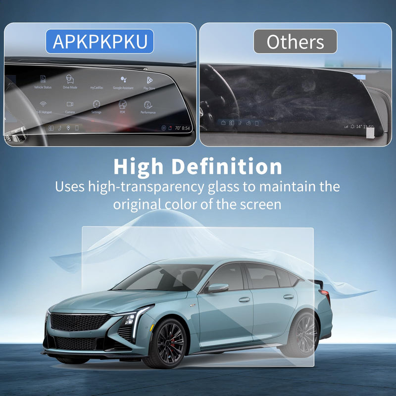 Tempered Glass Screen Protector for 2025 2026 Cadillac CT5 V-Series 33 Inch | for Cadillac CT5 Luxury/Premium Luxury/Sport/CT5-V/CT5-V Blackwing Curved Horizon Display Screen Accessories HD Anti-Scratch For 25-26+ CT5 AIO 33 Inch HD